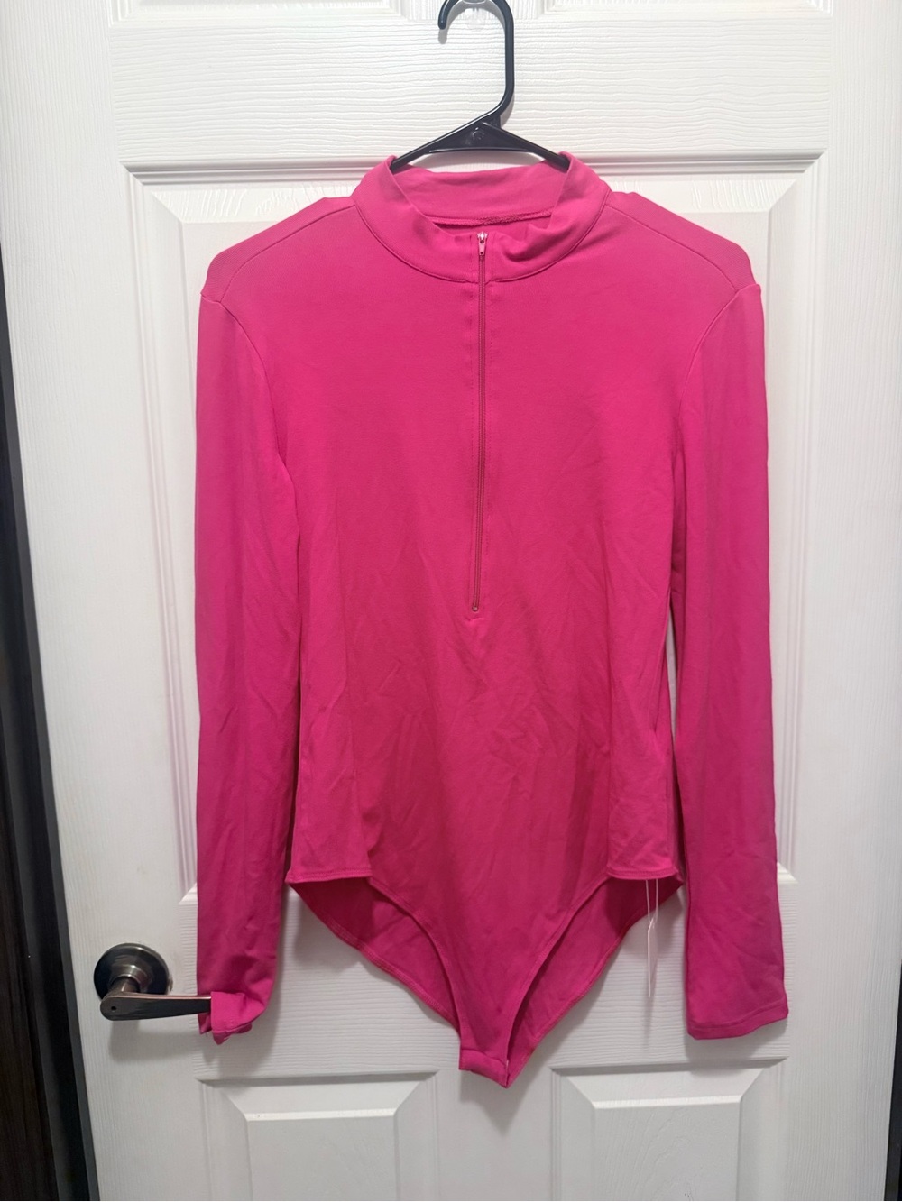 Fuchsia Long-Sleeve Zip-Front Bodysuit